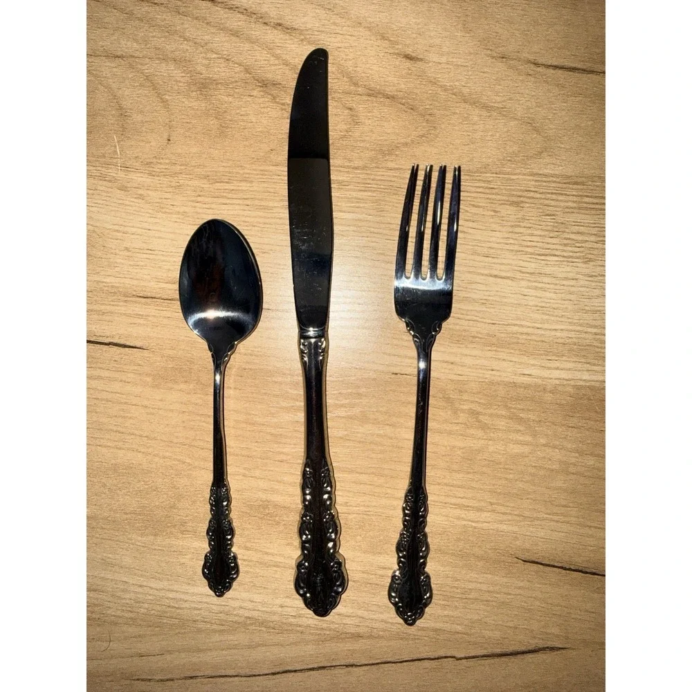 Set Of 3 Oneida Cube SHELLEY Stainless‎ Heirloom Knife Spook Fork NEW